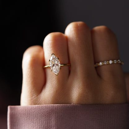 Marquise Cut Hidden Halo Lab-Grown Diamond Engagement Ring