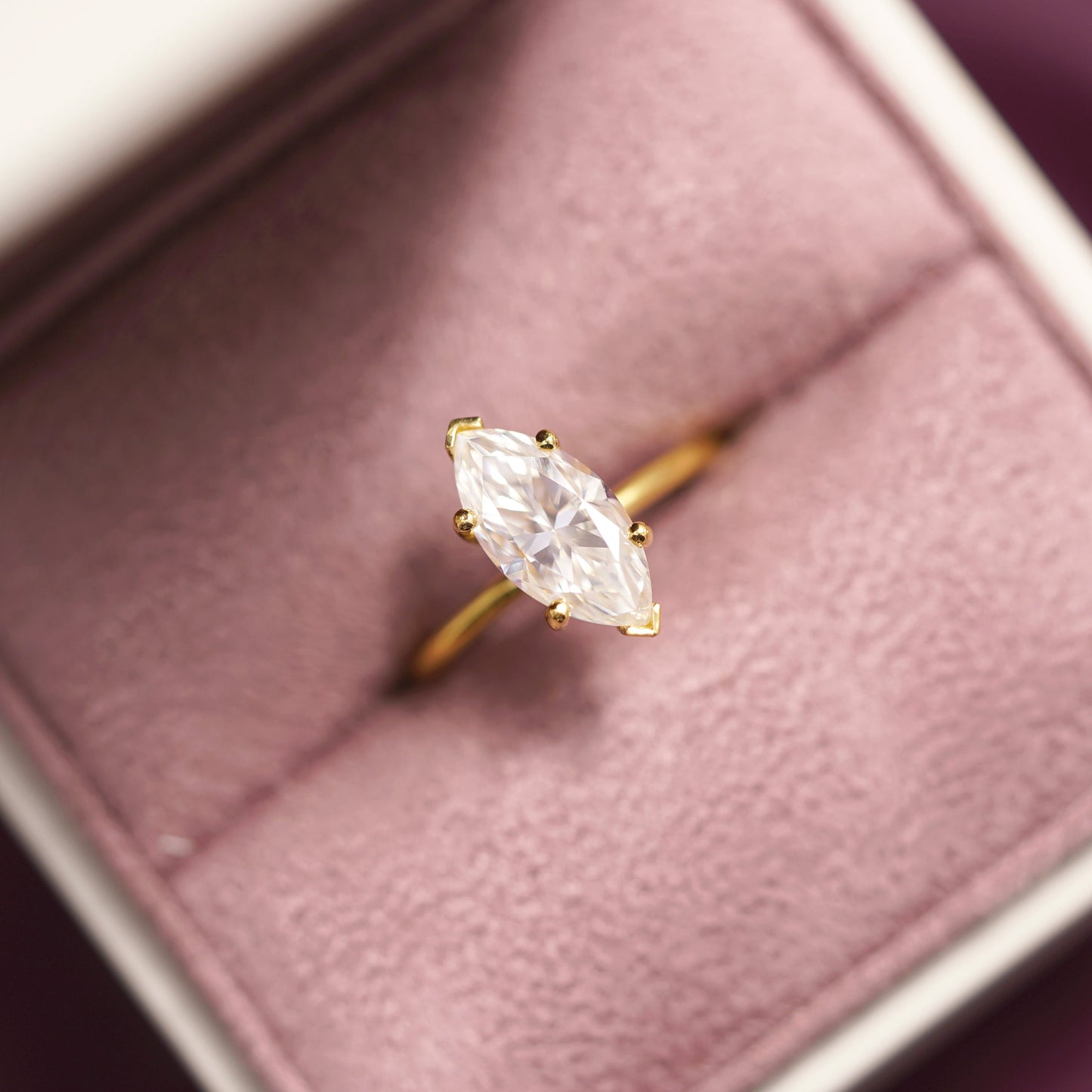 Marquise Cut Hidden Halo Lab-Grown Diamond Engagement Ring