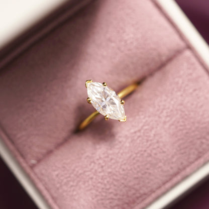 Marquise Cut Hidden Halo Lab-Grown Diamond Engagement Ring