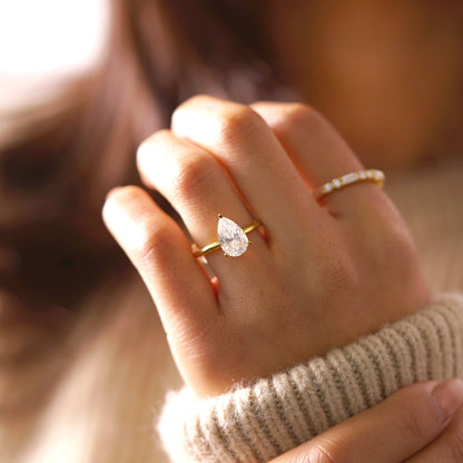 Pear Cut Hidden Halo Lab-Grown Diamond Engagement Ring