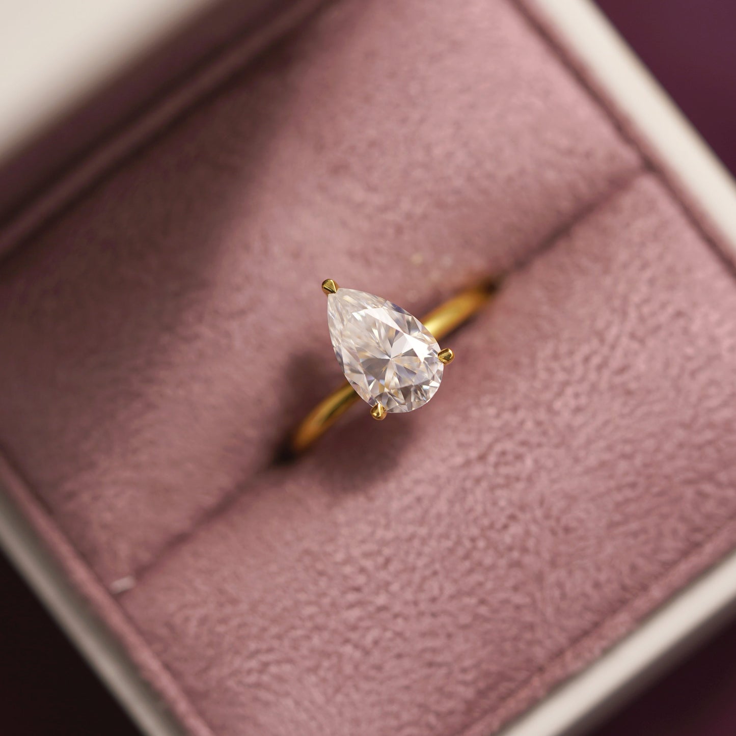 Pear Cut Hidden Halo Lab-Grown Diamond Engagement Ring