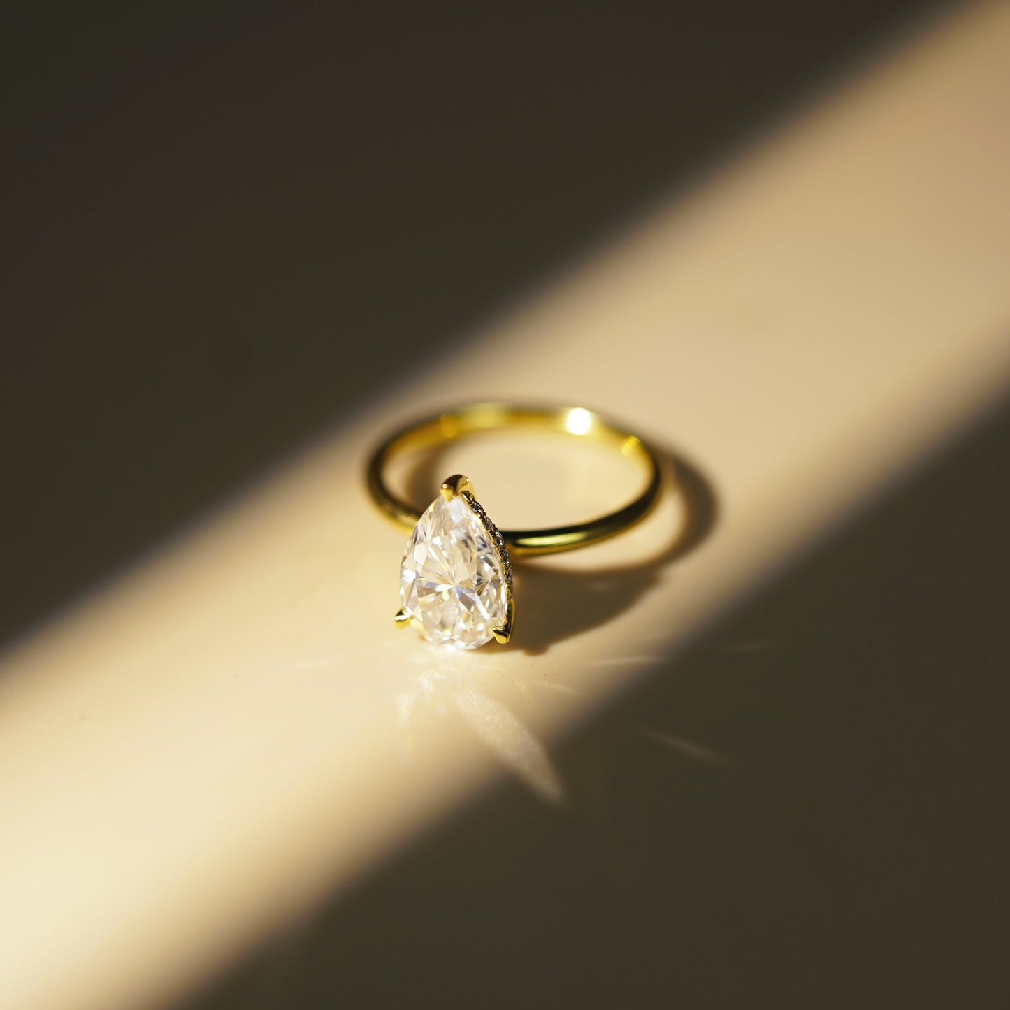 Pear Cut Hidden Halo Lab-Grown Diamond Engagement Ring