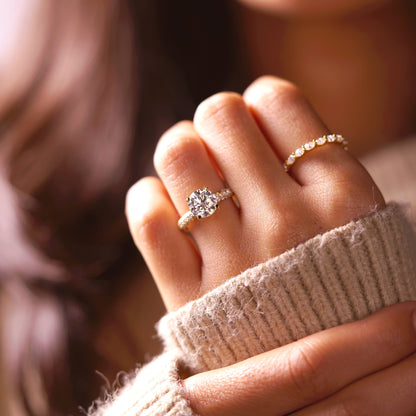 Round Cut Pave Lab-Grown Diamond Engagement Ring