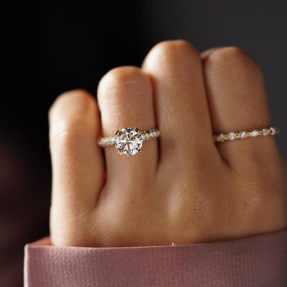 Round Cut Pave Lab-Grown Diamond Engagement Ring
