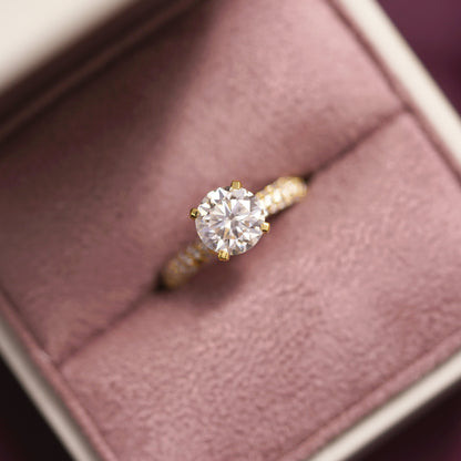 Round Cut Pave Lab-Grown Diamond Engagement Ring