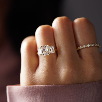 Emerald Cut Three Stone Lab-Grown Diamond Engagement Ring
