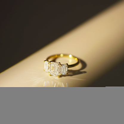 Emerald Cut Three Stone Lab-Grown Diamond Engagement Ring