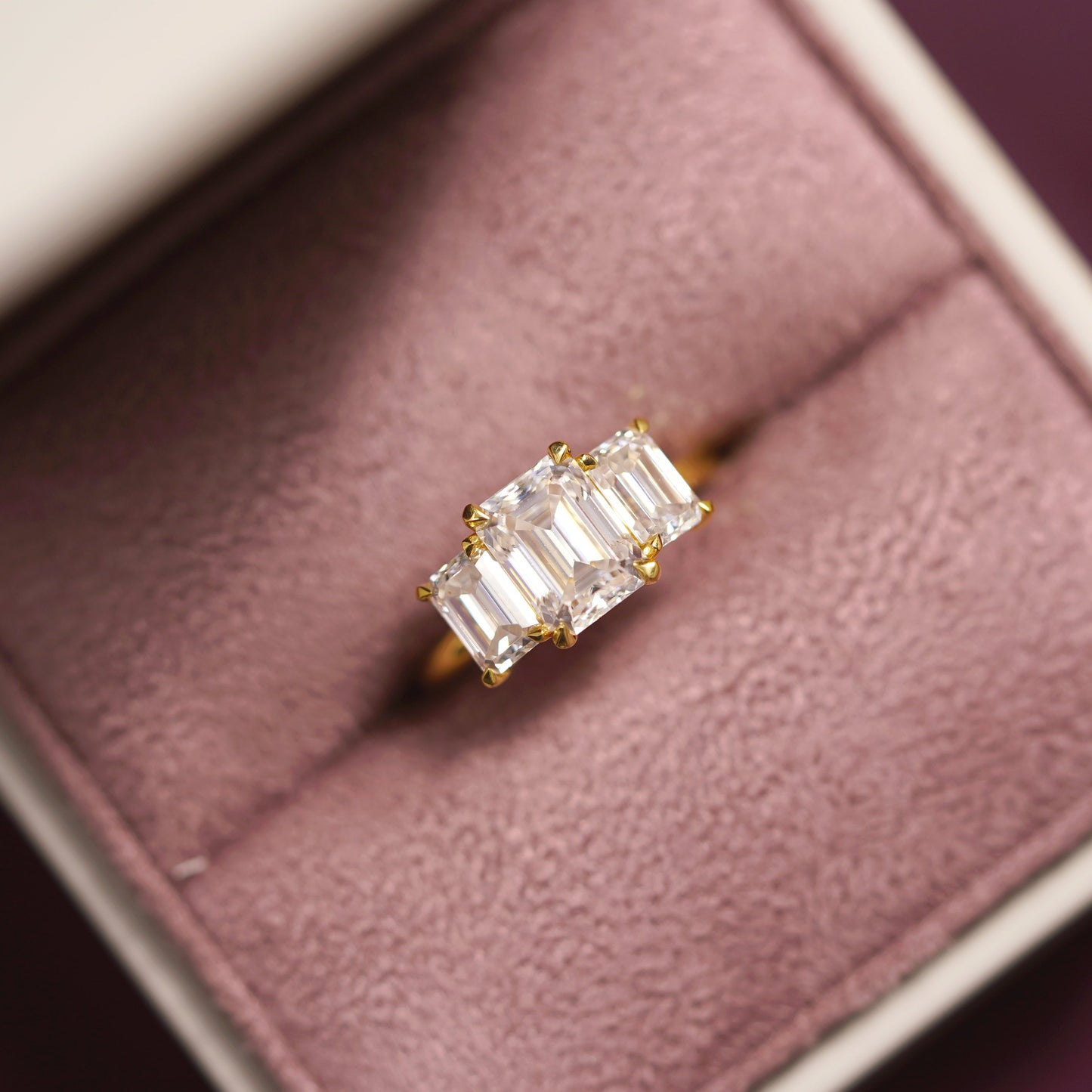 Emerald Cut Three Stone Lab-Grown Diamond Engagement Ring