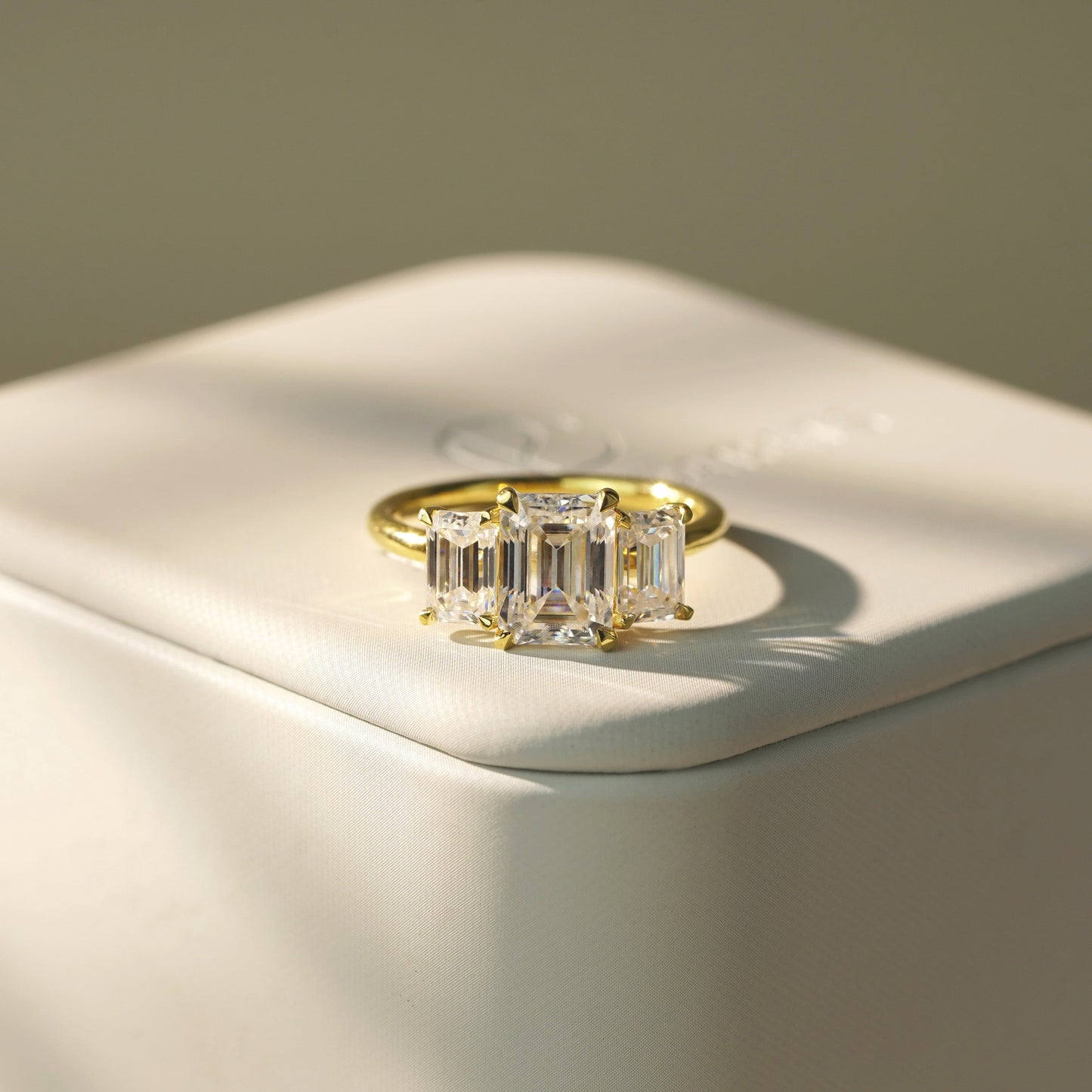Emerald Cut Three Stone Lab-Grown Diamond Engagement Ring