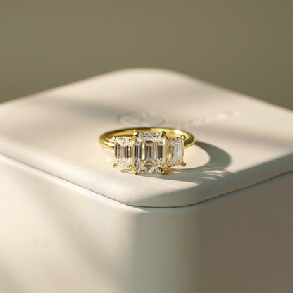 Emerald Cut Three Stone Lab-Grown Diamond Engagement Ring