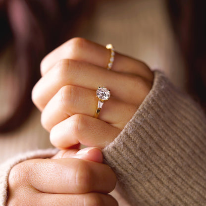 Round Cut Three Stone Lab-Grown Diamond Engagement Ring