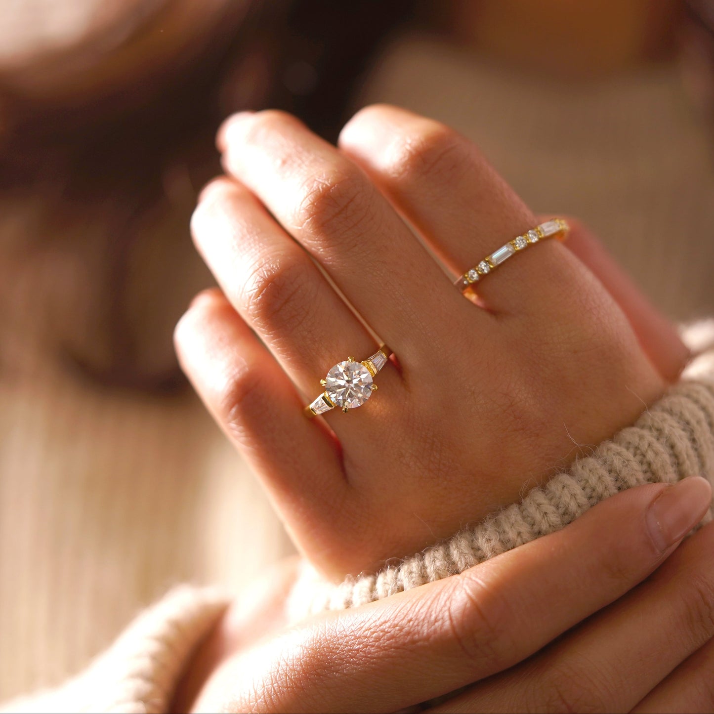 Round Cut Three Stone Lab-Grown Diamond Engagement Ring