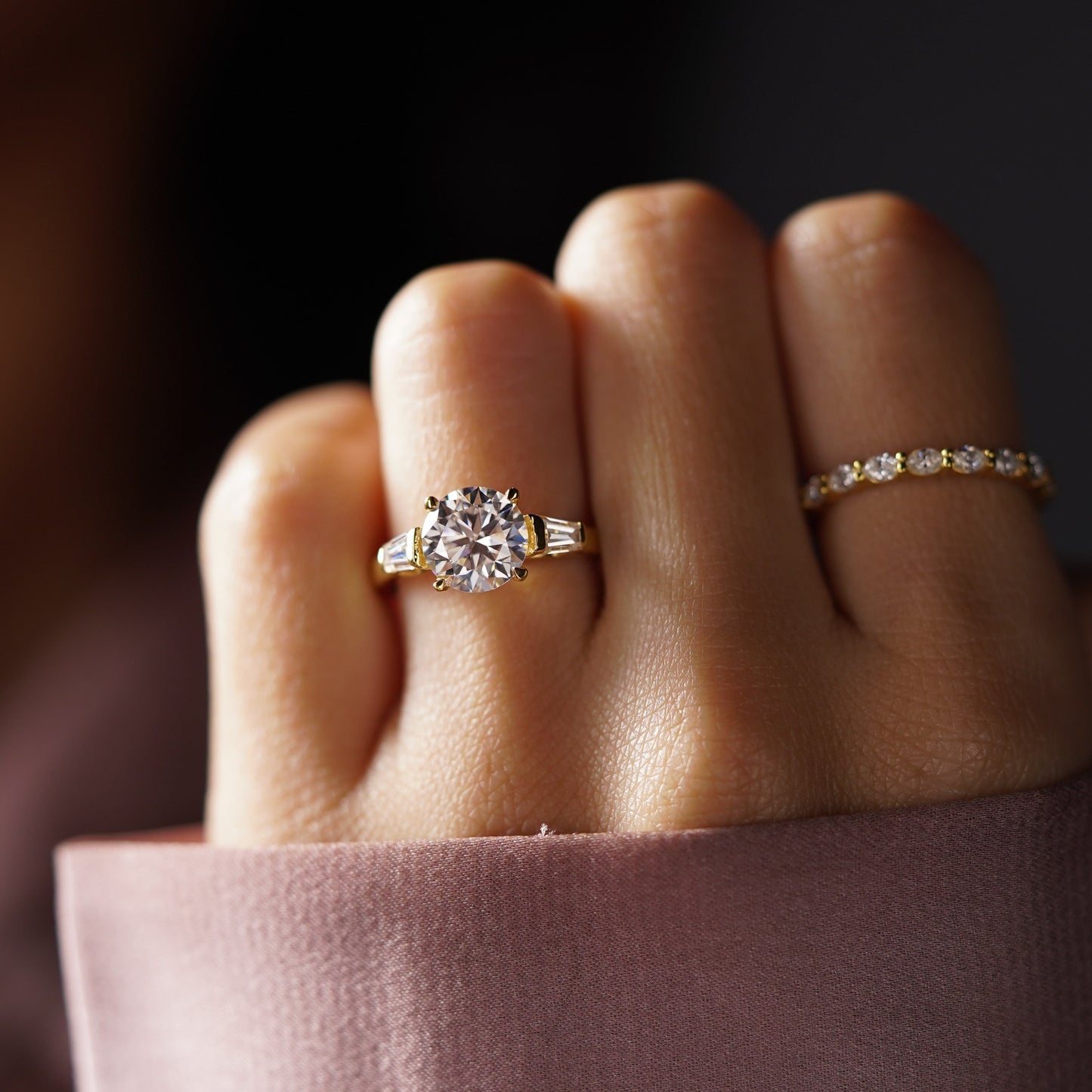 Round Cut Three Stone Lab-Grown Diamond Engagement Ring
