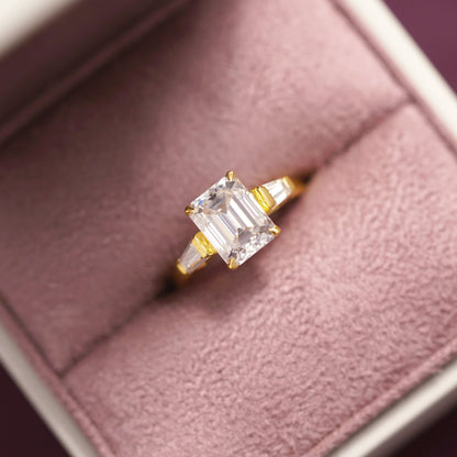 Emerald Cut Three Stone Lab-Grown Diamond Engagement Ring