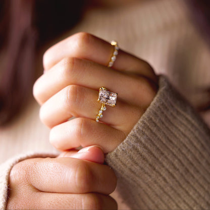 Radiant Cut Hidden Halo & Pave Lab-Grown Diamond Engagement Ring