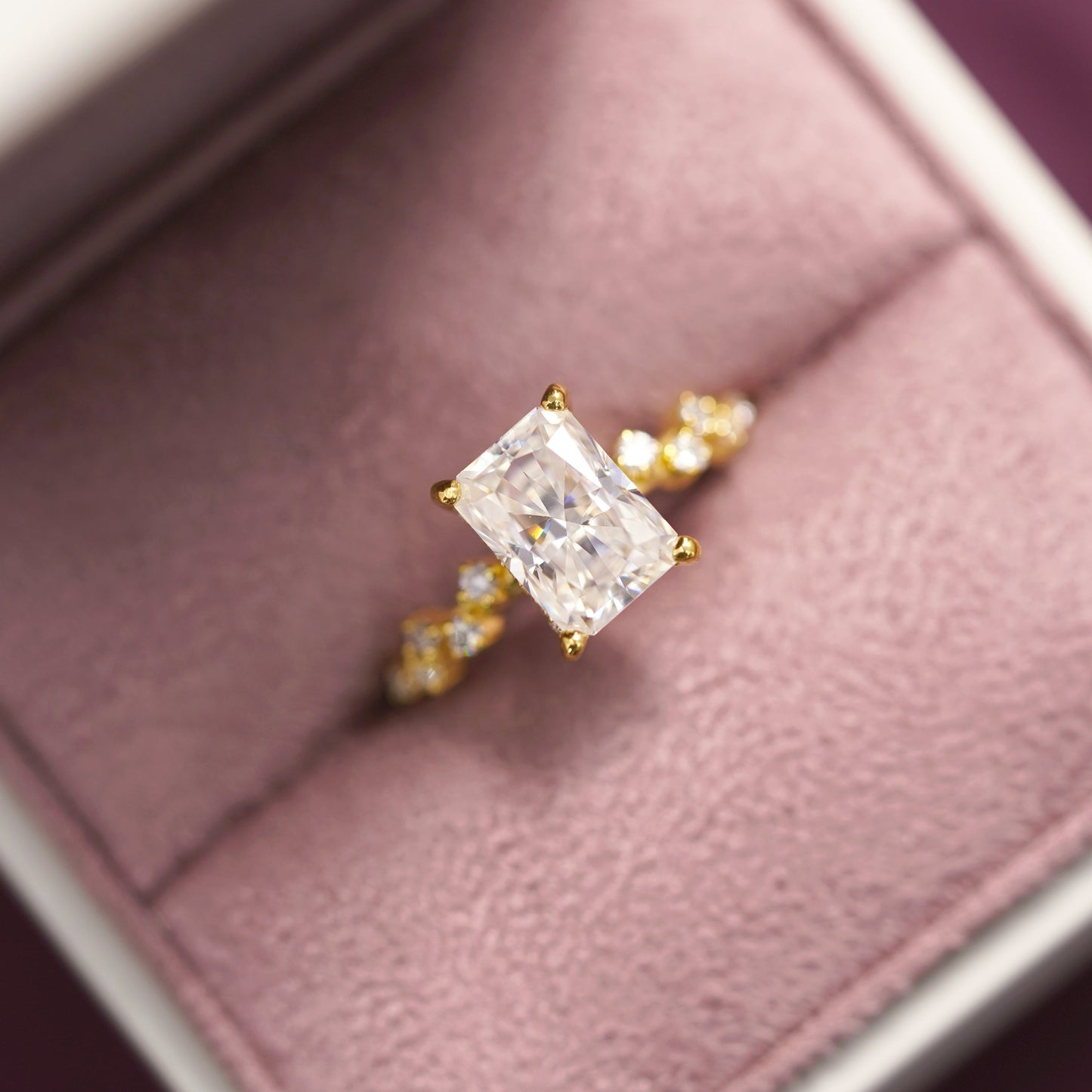 Radiant Cut Hidden Halo & Pave Lab-Grown Diamond Engagement Ring
