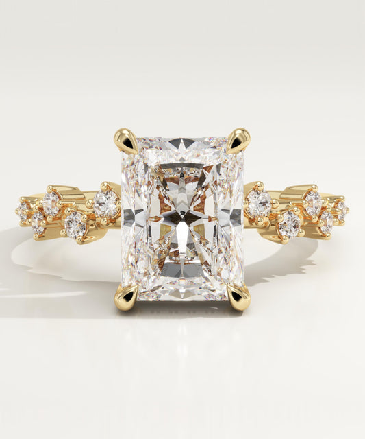 Radiant Cut Hidden Halo & Pave Lab-Grown Diamond Engagement Ring