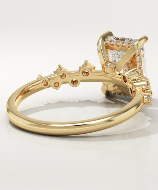 Radiant Cut Hidden Halo & Pave Lab-Grown Diamond Engagement Ring