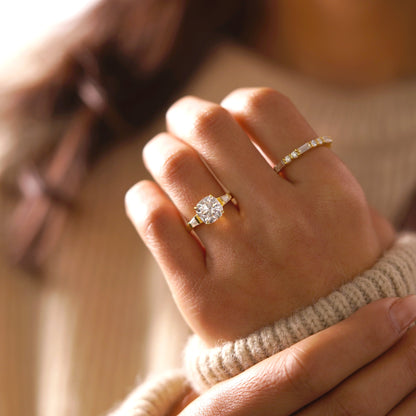 Cushion Cut Three Stone Lab-Grown Diamond Engagement Ring