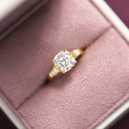 Cushion Cut Three Stone Lab-Grown Diamond Engagement Ring