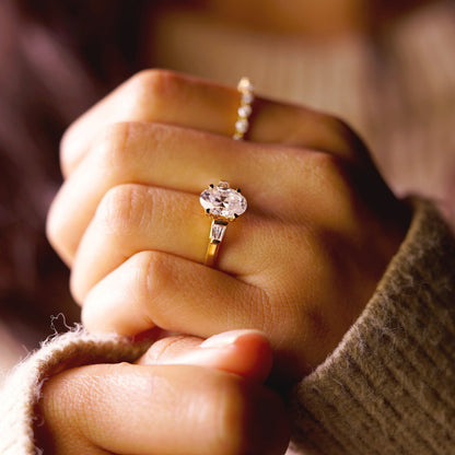 Oval Cut Three Stone Lab-Grown Diamond Engagement Ring