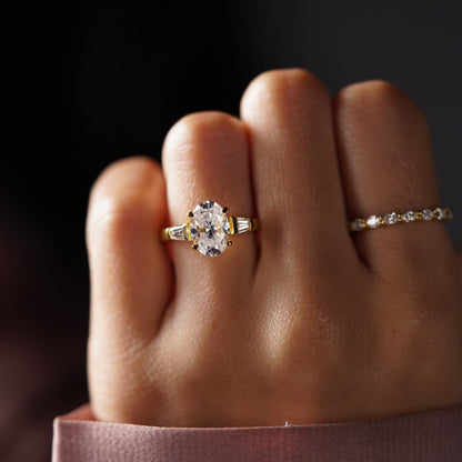 Oval Cut Three Stone Lab-Grown Diamond Engagement Ring