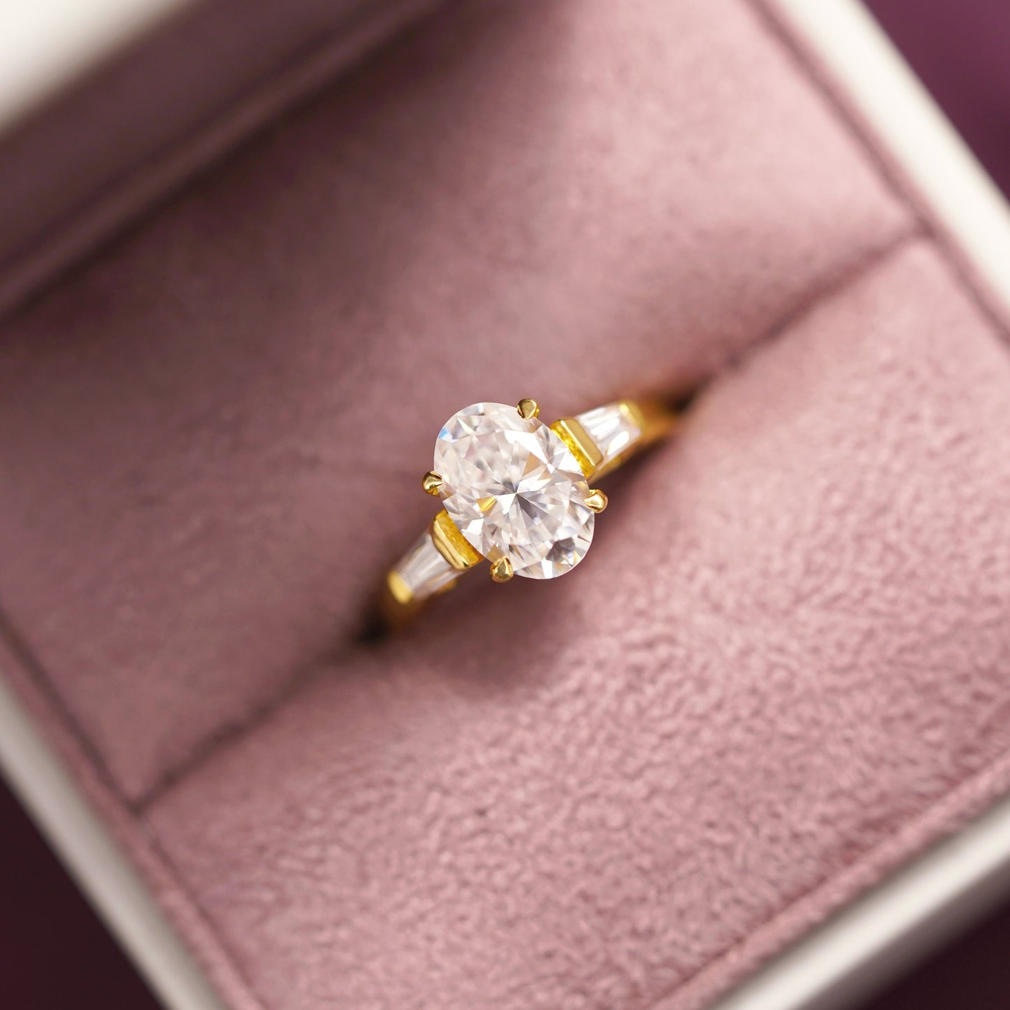Oval Cut Three Stone Lab-Grown Diamond Engagement Ring
