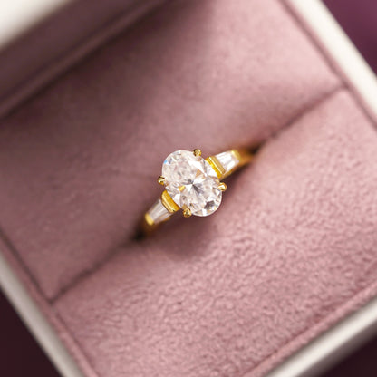 Oval Cut Three Stone Lab-Grown Diamond Engagement Ring