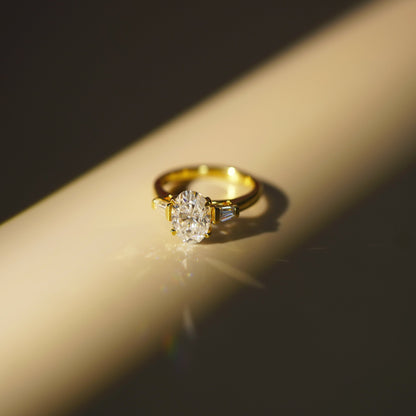 Oval Cut Three Stone Lab-Grown Diamond Engagement Ring