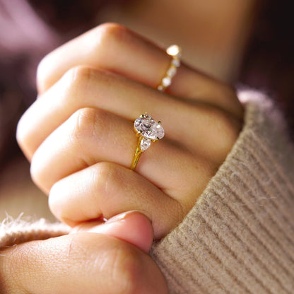Oval Cut Three Stone Lab-Grown Diamond Engagement Ring