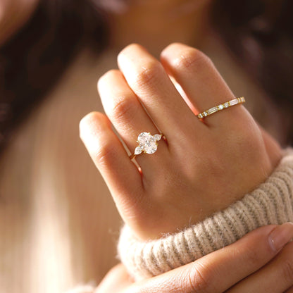 Oval Cut Three Stone Lab-Grown Diamond Engagement Ring