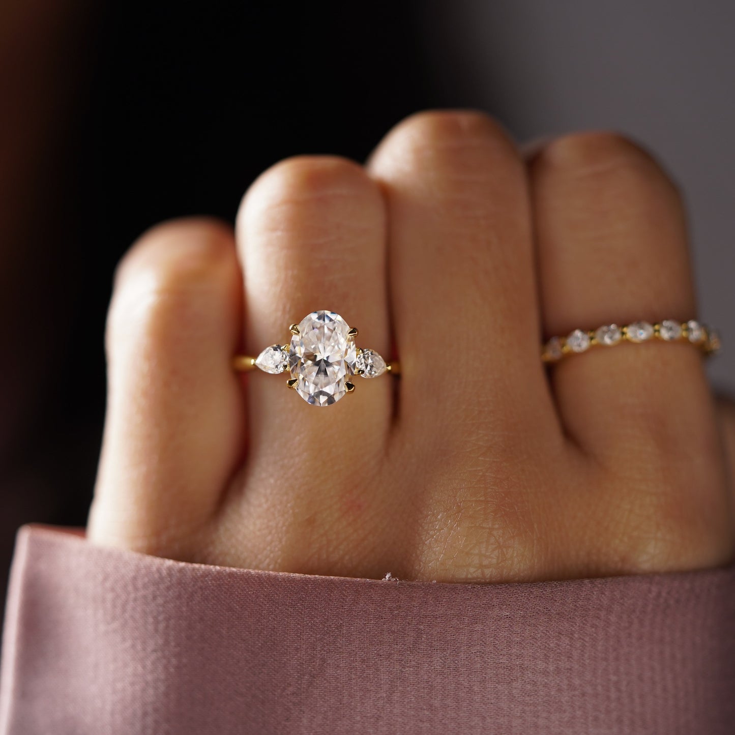 Oval Cut Three Stone Lab-Grown Diamond Engagement Ring