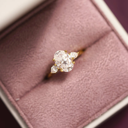 Oval Cut Three Stone Lab-Grown Diamond Engagement Ring