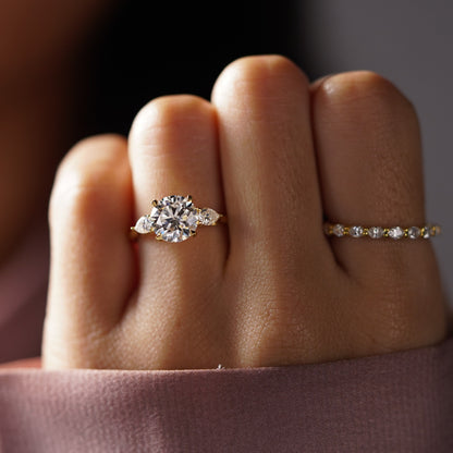 Round Cut Three Stone Lab-Grown Diamond Engagement Ring
