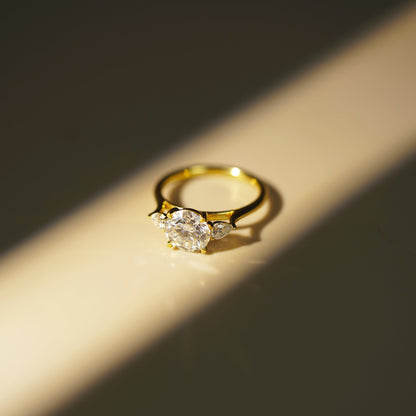 Round Cut Three Stone Lab-Grown Diamond Engagement Ring