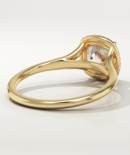 Cushion Cut Halo Split Shank Lab-Grown Diamond Engagement Ring