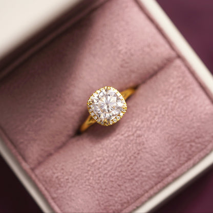 Cushion Cut Halo Split Shank Lab-Grown Diamond Engagement Ring