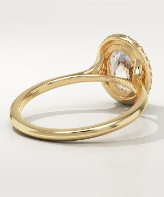 Oval Cut Halo Split Shank Lab-Grown Diamond Engagement Ring