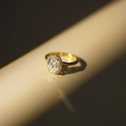 Oval Cut Halo Split Shank Lab-Grown Diamond Engagement Ring