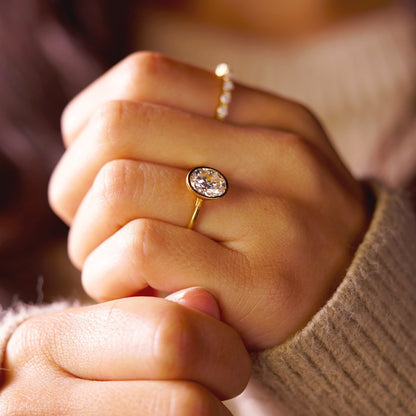Oval Cut Bezel Lab-Grown Diamond Engagement Ring