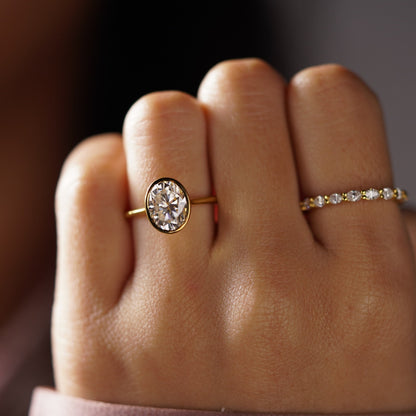 Oval Cut Bezel Lab-Grown Diamond Engagement Ring