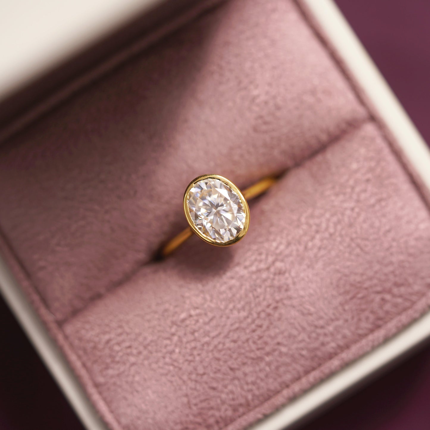 Oval Cut Bezel Lab-Grown Diamond Engagement Ring