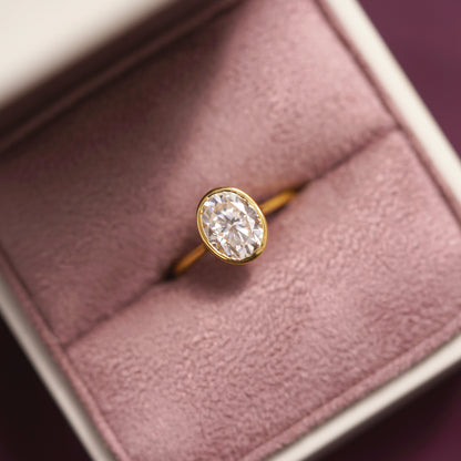 Oval Cut Bezel Lab-Grown Diamond Engagement Ring