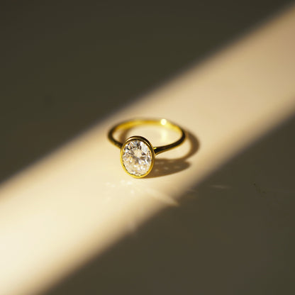 Oval Cut Bezel Lab-Grown Diamond Engagement Ring
