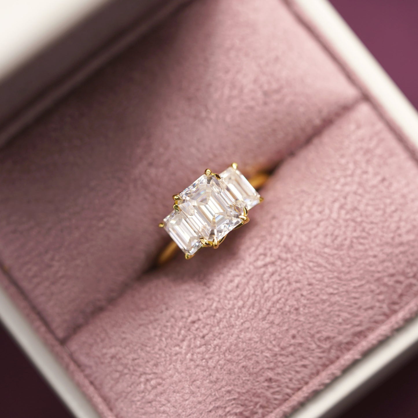 Emerald Cut Three Stone Lab-Grown Diamond Engagement Ring