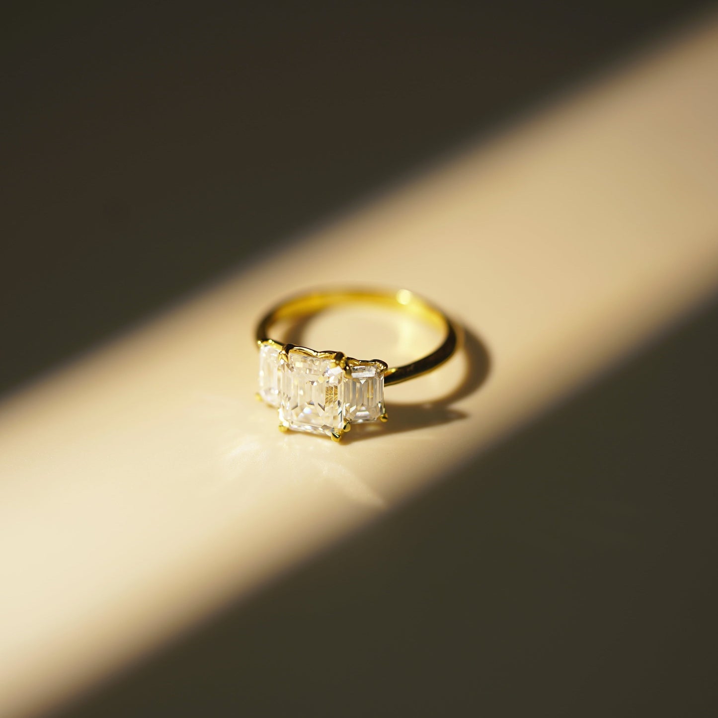 Emerald Cut Three Stone Lab-Grown Diamond Engagement Ring