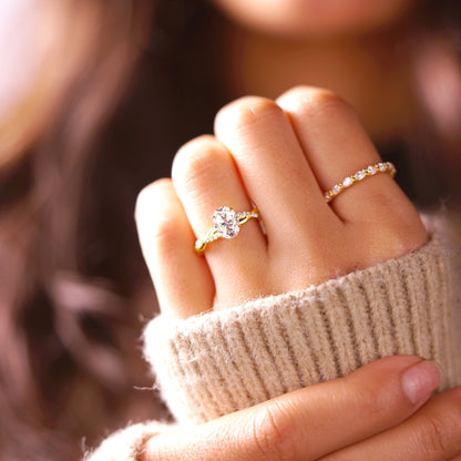 Oval Cut Twisted Pave Lab-Grown Diamond Engagement Ring