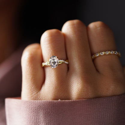 Oval Cut Twisted Pave Lab-Grown Diamond Engagement Ring