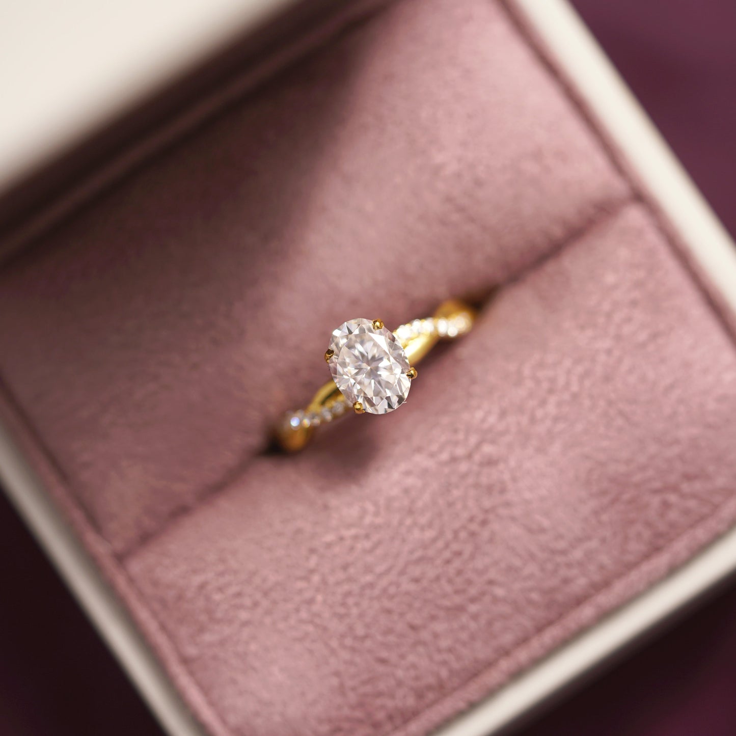Oval Cut Twisted Pave Lab-Grown Diamond Engagement Ring