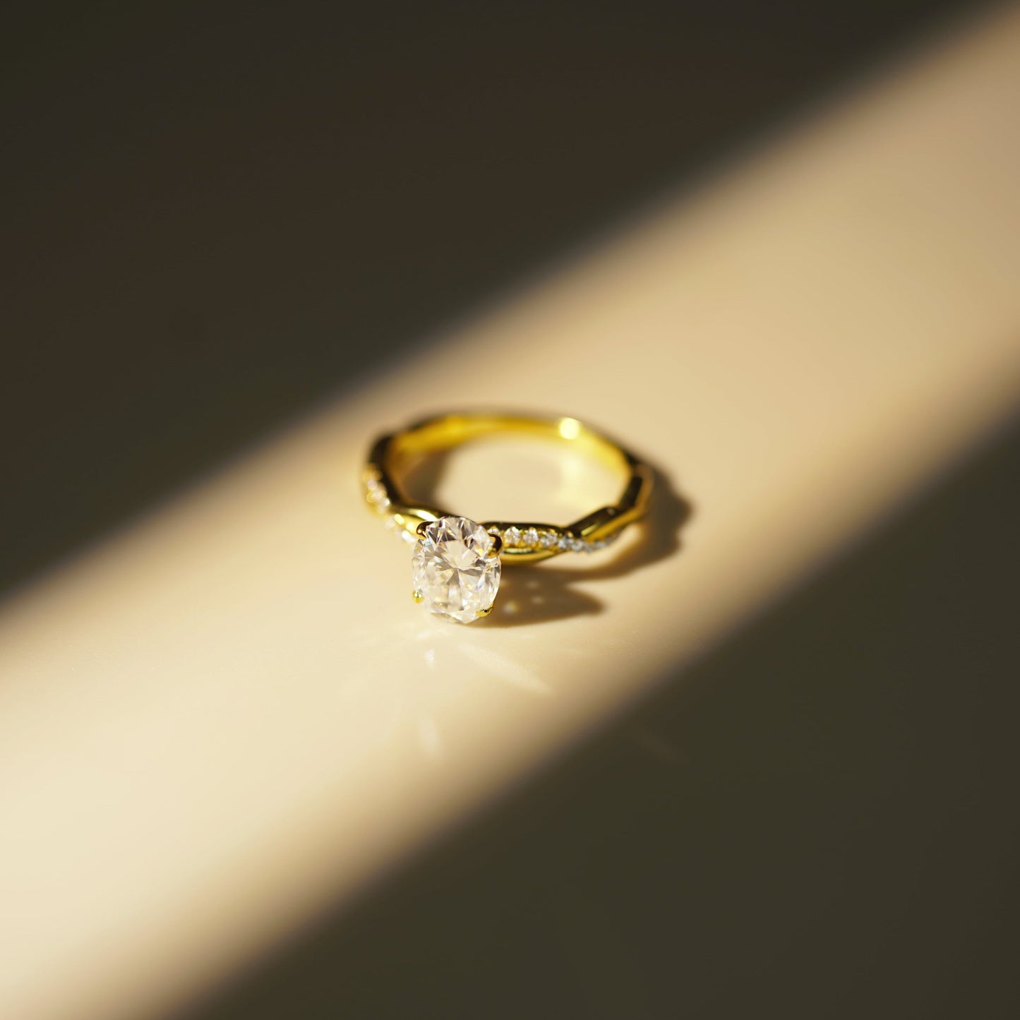 Oval Cut Twisted Pave Lab-Grown Diamond Engagement Ring